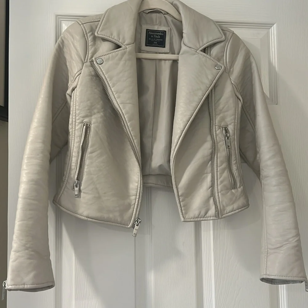 Abercrombie & Fitch Cream Moto Jacket - Picture 6 of 10